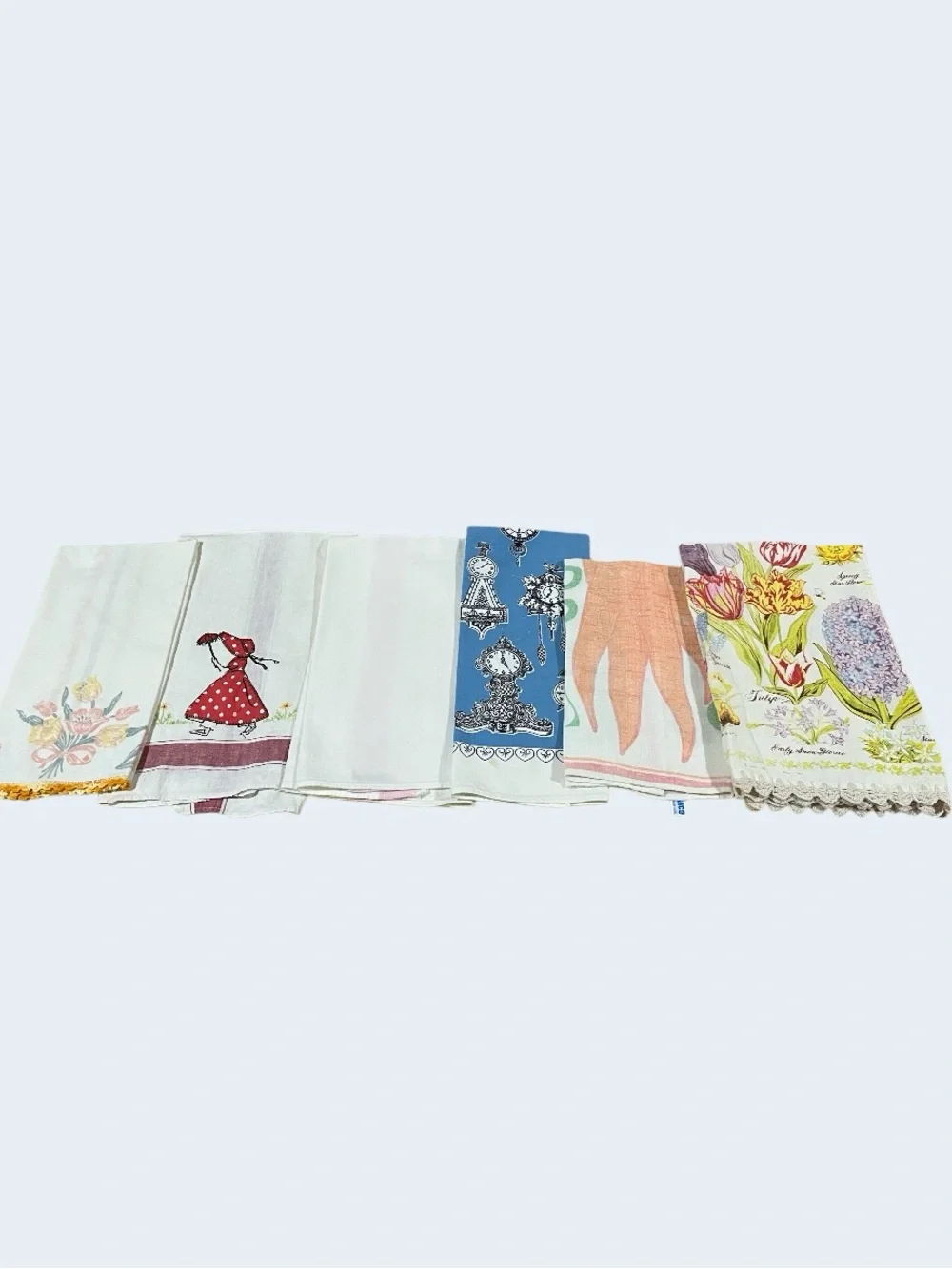 12 Vintage Linen Tea Towels 1940s-70s